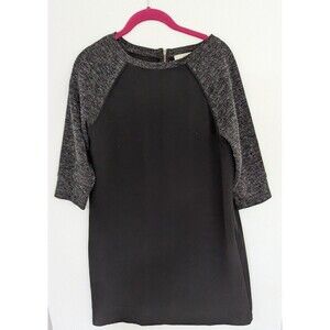 LOFT Women's Black and Grey Raglan Sleeve Mini Shift Dress Size 4